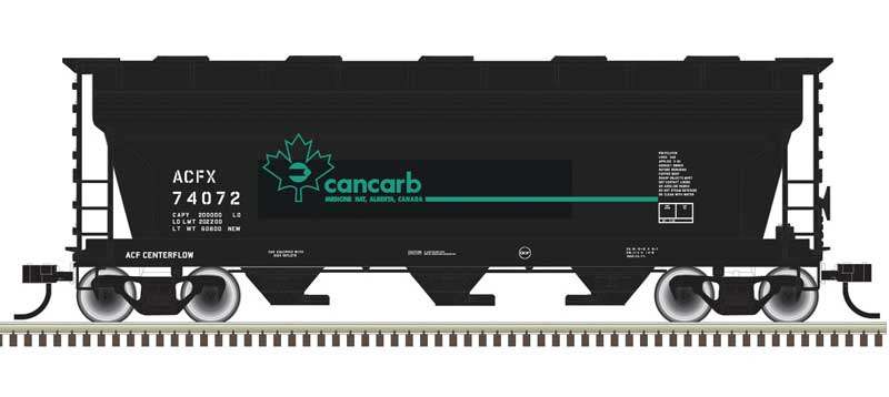 Atlas N ACF 3560 Center-Flow Covered Hopper - Ready to Run -- Cancarb Atlas N ACFX 74080 (Black, Blue)