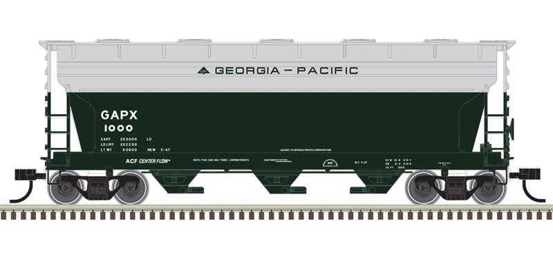 Atlas N ACF 3560 Center-Flow Covered Hopper - Ready to Run -- Georgia Pacific 1000 (dark green, Gray)