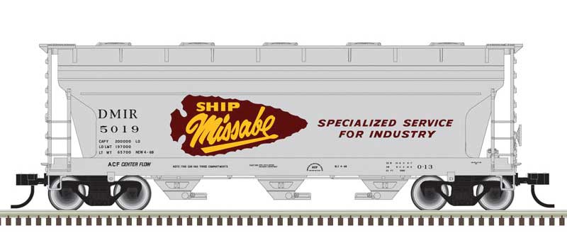 Atlas N ACF 3560 Center-Flow Covered Hopper - Ready to Run -- Duluth Missabe & Iron Range 5019 (Gray, Maroon, Yellow)