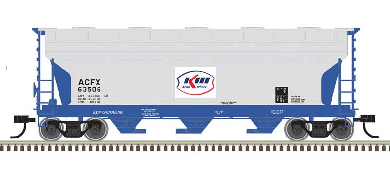 Atlas N ACF 3560 Center-Flow Covered Hopper - Ready to Run -- Kerr-McGee Atlas N ACFX 63506 (Gray, Blue, Red, white)