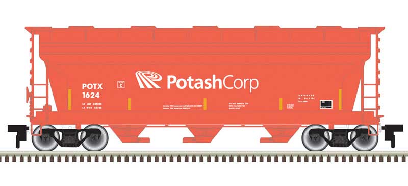 Atlas N ACF 3560 Center-Flow Covered Hopper - Ready to Run -- Potash Corp 1709 (Salmon, white)