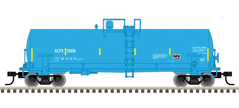 Atlas ACF 14,000-Gallon Kaolin Tank Car - Ready to Run -- ACFX 78096 (blue, white, yellow conspicuity marks) - ATL50006146