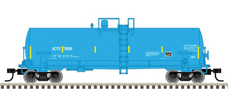 Atlas ACF 14,000-Gallon Kaolin Tank Car - Ready to Run -- ACFX 78956 (blue, white, yellow conspicuity marks) - ATL50006148