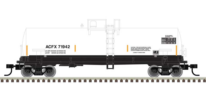 Atlas ACF 14,000-Gallon Kaolin Tank Car - Ready to Run -- ACFX 71939 (white, black, yellow conspicuity marks) - ATL50006150