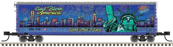 Atlas N 50' RBL Plug-Door Boxcar - Ready to Run -- Independence Day 2022 (Full-Color Graphics) - ATL50006164