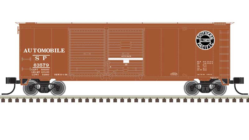 Atlas N 40' Double-Door Boxcar - Ready to Run -- Southern Pacific #63579 (Boxcar Red, white)