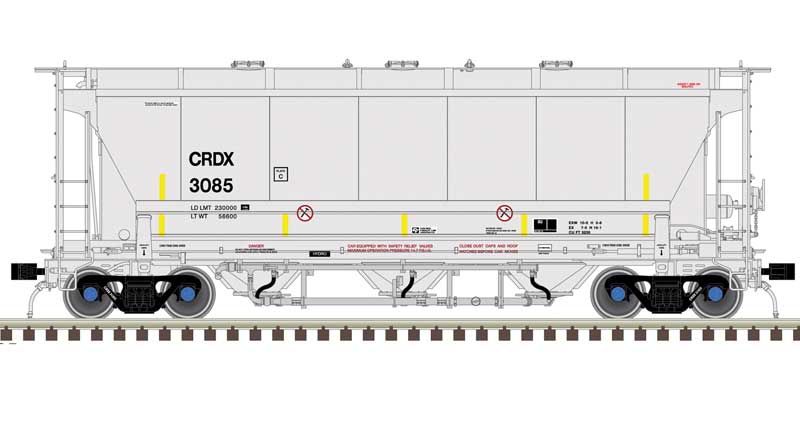 Atlas Trinity 3230 Pressure Differential PD Covered Hopper - Ready to Run Master Plu -- Chicago Freight Car CRDX #3092 (gray, black) - ATL50006206