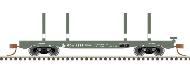 Atlas N 45' Logging Flatcar - Ready to Run - Master(R) -- Boise Cascade MDW #1236 (green, white)