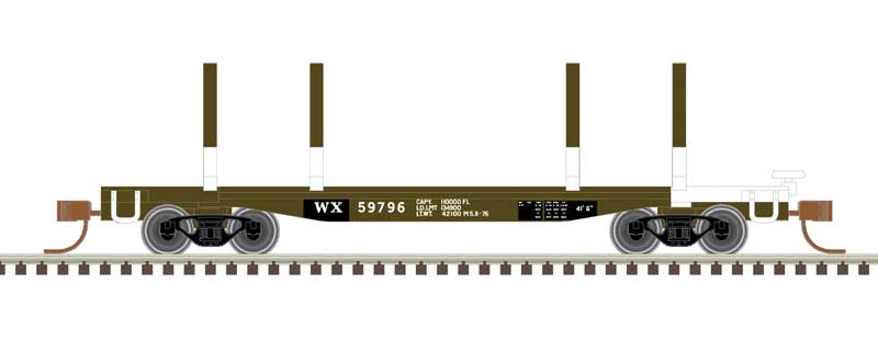 Atlas N 45' Logging Flatcar - Ready to Run - Master(R) -- Weyerhaeuser #59892 (Boxcar Red, white)
