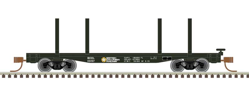 Atlas N 45' Logging Flatcar - Ready to Run - Master(R) -- British Columbia Railway #10196 (green)