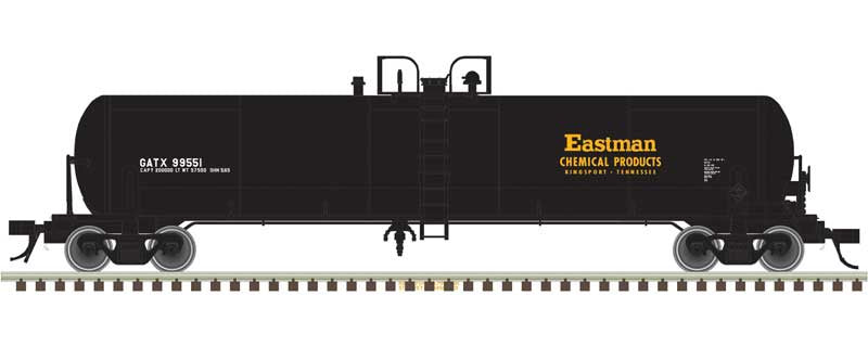 Atlas N GATX 20,700-Gallon Tank Car - Ready to Run - Master(R) -- Eastman Chemical GATX #99559 (black, white, yellow)