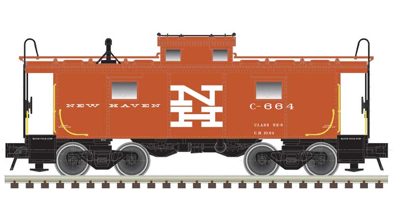 Atlas N NE-6 Caboose - Ready to Run - Master(R) -- New Haven #664 (red, white)