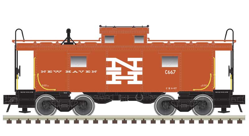 Atlas N NE-6 Caboose - Ready to Run - Master(R) -- New Haven #667 (Alpert Scheme, red, white)