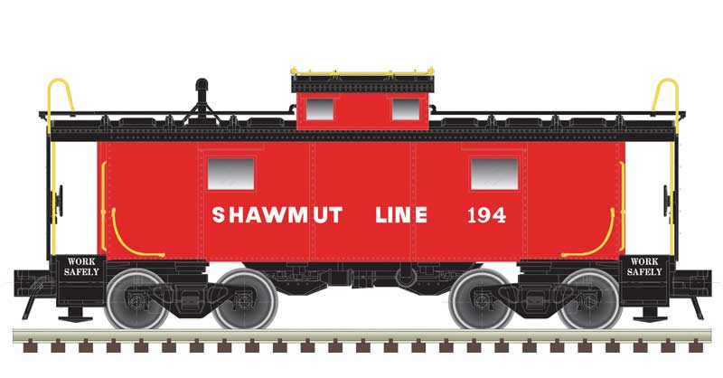 Atlas N NE-6 Caboose - Ready to Run - Master(R) -- Pittsburg and Shawmut #194 (red, white, black)