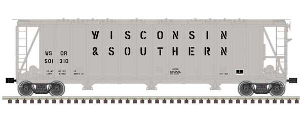 Atlas N General American 3500 Dry-Flo 3-Bay Covered Hopper - Ready to Run -- Wisconsin Southern #501308 (gray, black)