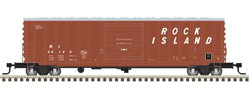 Atlas N ACF 50' Precision Design Rib-Side Boxcar - Ready to Run - Master(R) -- Rock Island (RI) #36142 (Boxcar Red, white)