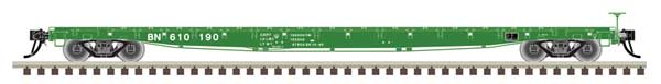Atlas N GSI 60' Flatcar - Ready to Run -- Burlington Northern #610190 (Cascade Green, white)