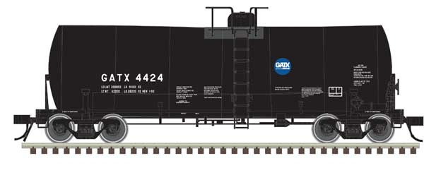 Atlas N Trinity 17,600-Gallon Corn Syrup Tank Car - Ready to Run -- GATX #4432 (black, white, blue, Service Driven)