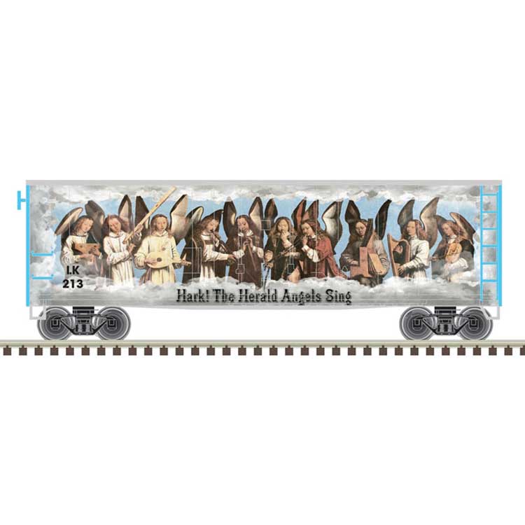 Atlas N 40' Plug-Door Boxcar - Ready to Run -- 2023 Christmas Car #LK213 (blue theme)