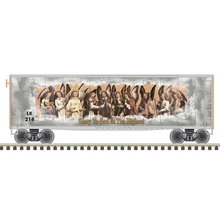Atlas N 40' Plug-Door Boxcar - Ready to Run -- 2023 Christmas Car #LK214 (gold theme)