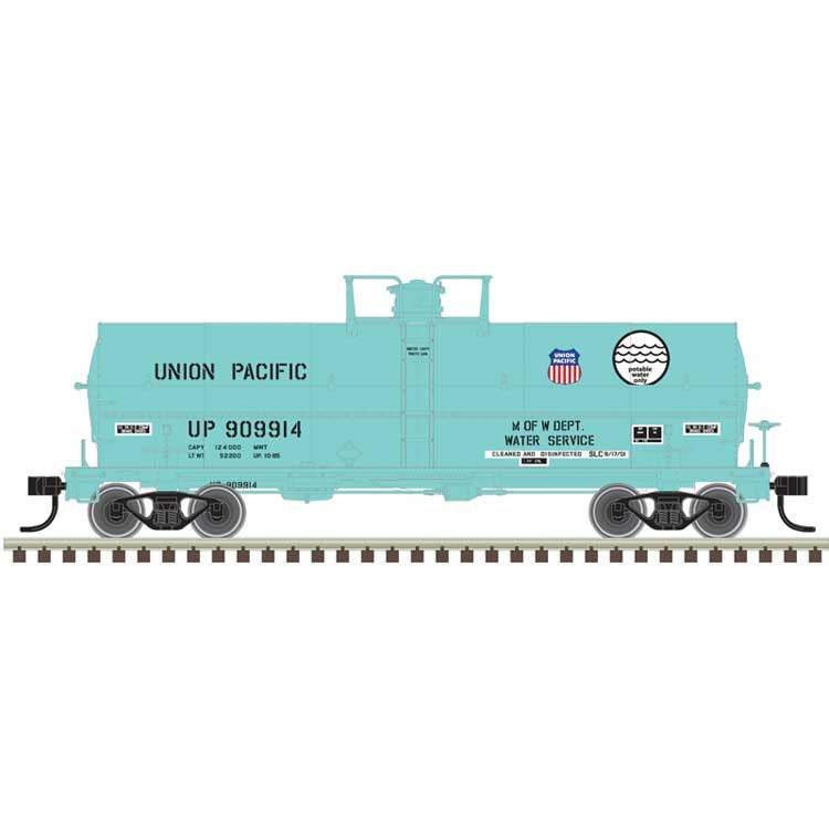 Atlas N 11,000-Gallon Tank Car w/Platform - Ready to Run - Master(R) -- Union Pacific #909949 (MOW green, red, white, blue)