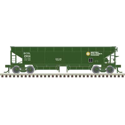 Atlas N 70-Ton Hart Ballast Car - Ready to Run - Master(R) -- British Columbia Railway #2509 (green, white)