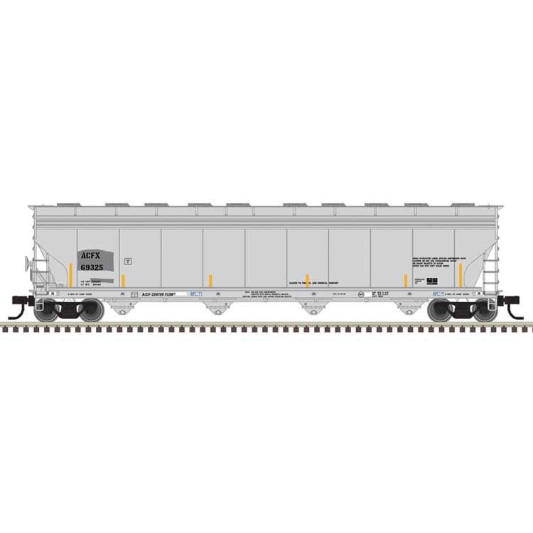 Atlas N ACF 5800 4-Bay Covered Hopper - Ready to Run - Master(R) -- ACFX #69329 (gray, black, yellow conspicuity marks)