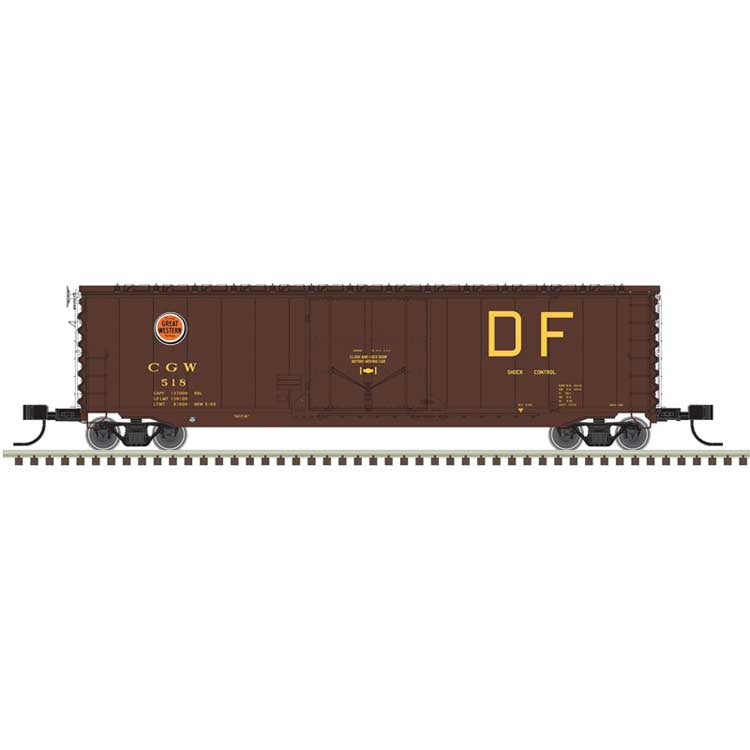 Atlas N 50' General American RBL Plug-Door Boxcar - Ready to Run - Master(R) -- Chicago Great Western CGW #518 (maroon, red, yellow, DF Markings)