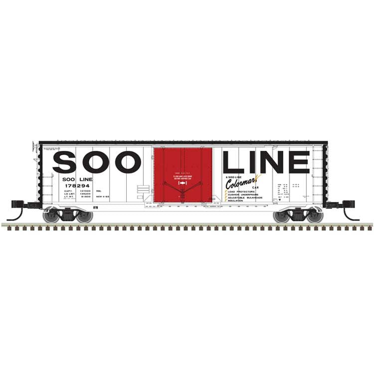Atlas N 50' General American RBL Plug-Door Boxcar - Ready to Run - Master(R) -- Soo Line #178266 (white, black, red Door, Billboard Roadname)