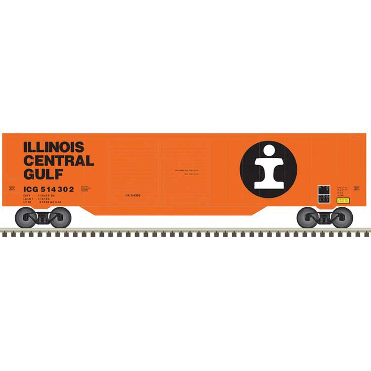 Atlas 50' Double-Door Boxcar - Ready to Run -- Illinois Central Gulf #514302 (orange, black)