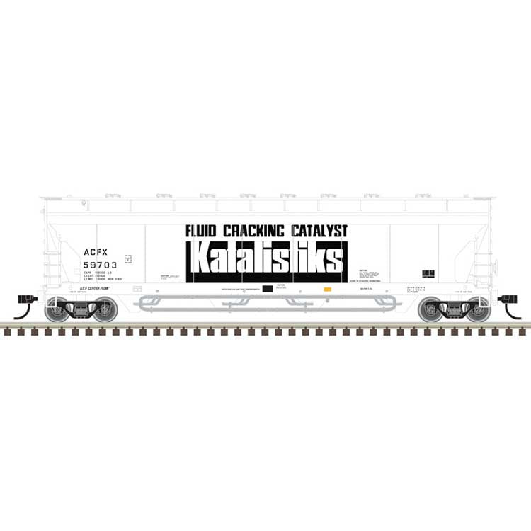 Atlas N ACF 4-Bay Center Flow(R) Pressureaide(R) Covered Hopper - Ready to Run - Maste -- Katalistiks ACFX #59703 (white, black)