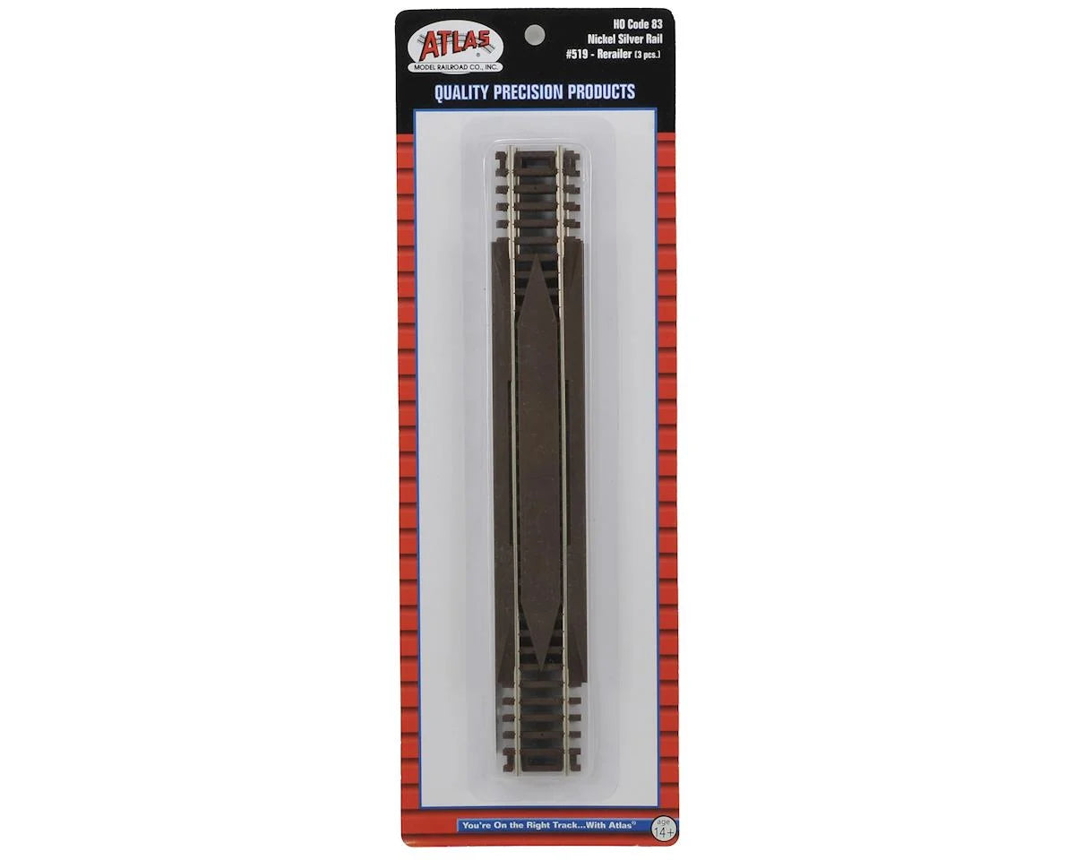 Atlas Straight Rerailer -- Code 83 Brown Ties pkg(3) - ATL519