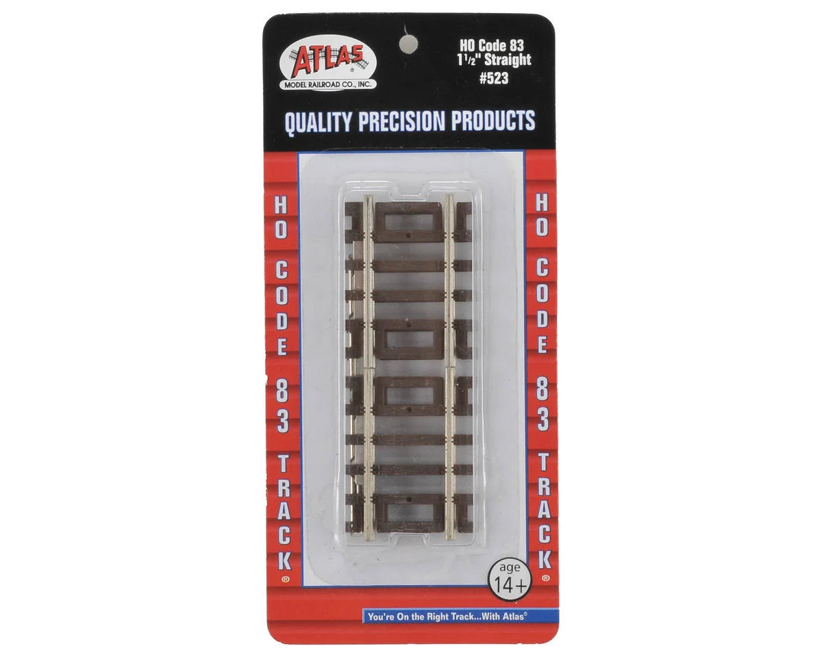 Atlas Code 83 Snap Track - Straight Sections -- 1-1/2" 3.8cm pkg(4) - ATL523