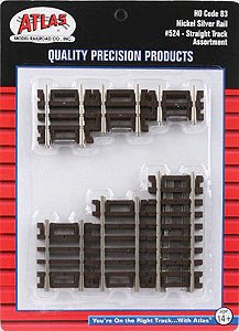 Atlas Code 83 Snap Track - Straight Sections -- 10-Piece Assortment - 2 Each: 3/4", 1", 1-1/4", 1-1/2", 2" & 2-1/2" - ATL524