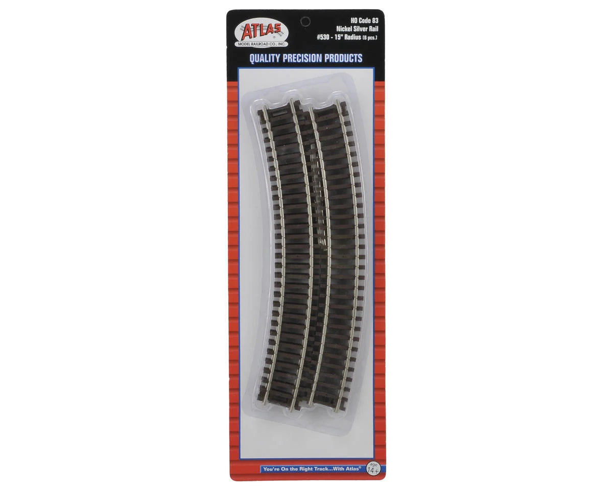 Atlas Code 83 Curved Snap Track -- 15" Radius pkg(6) - ATL530