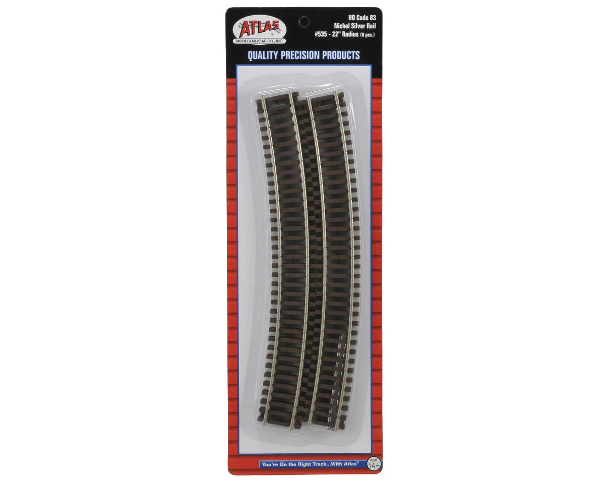 Atlas Code 83 Curved Snap Track -- 22" Radius pkg(6) - ATL535