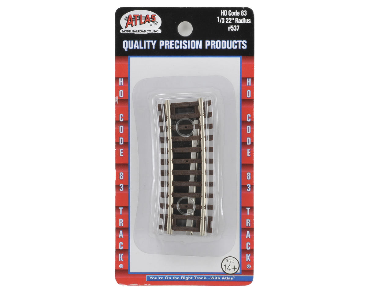 Atlas Code 83 Curved Snap Track -- 1/3 Section - 22" Radius pkg(4) - ATL537
