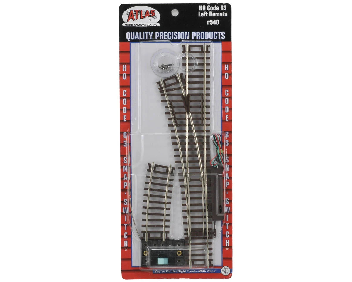Atlas Code 83 Snap-Switch(R) Remote Turnout -- 18" Radius, Left Hand - ATL540