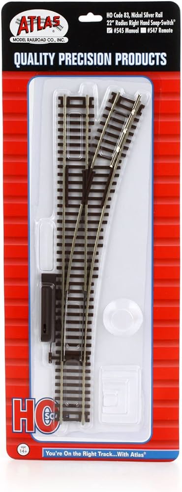 Atlas Code 83 Snap-Switch(R) Manual Turnout -- 22" Radius, Right Hand - ATL545
