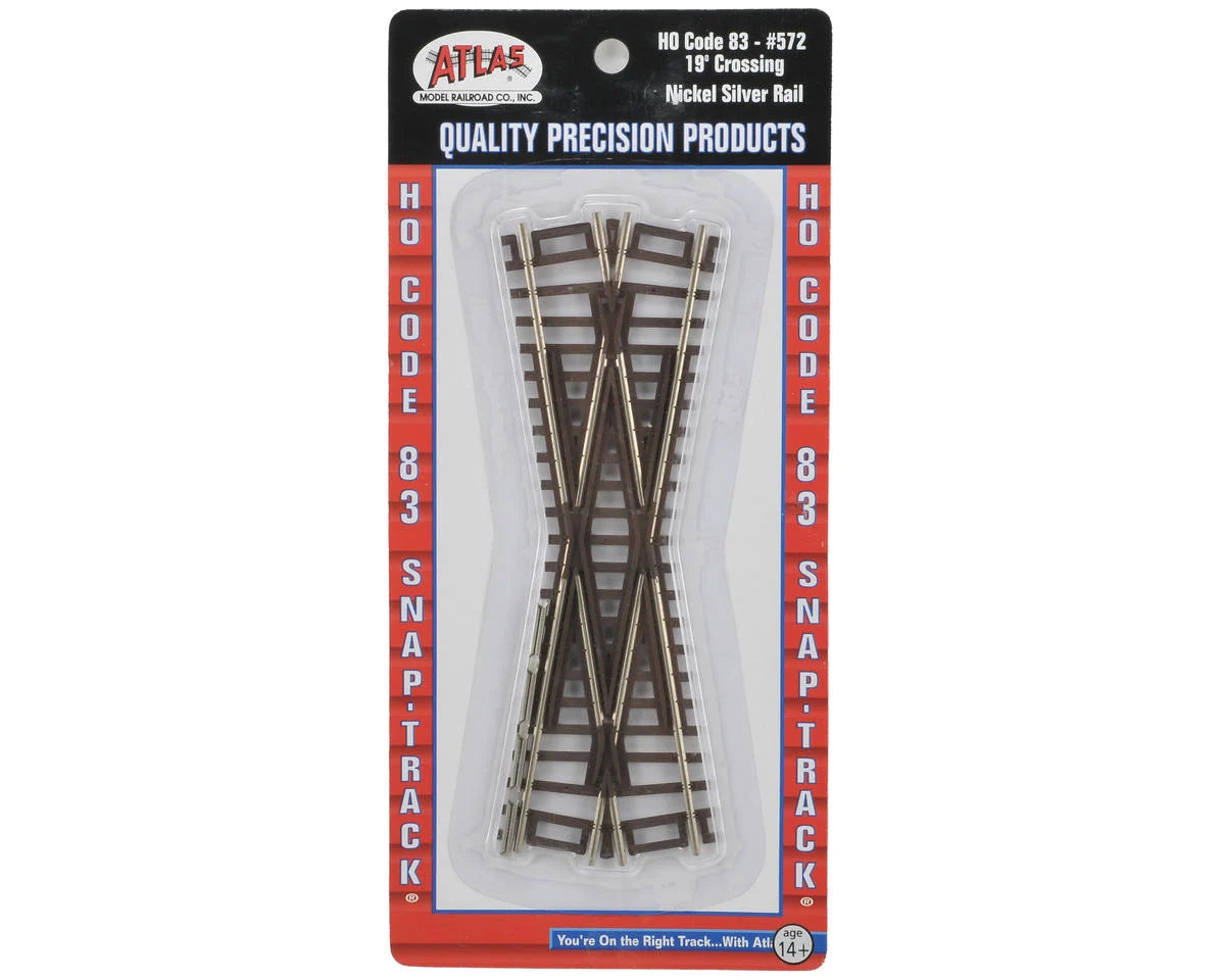 Atlas Code 83 Crossing - Nickel Silver w/Brown Ties -- 19 Degrees - ATL572