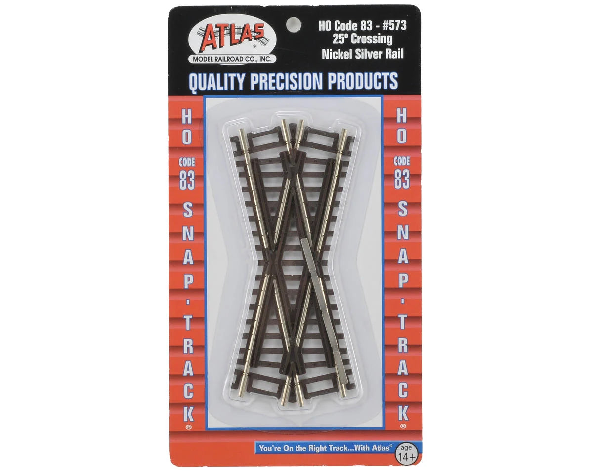 Atlas Code 83 Crossing - Nickel Silver w/Brown Ties -- 25 Degrees - ATL573