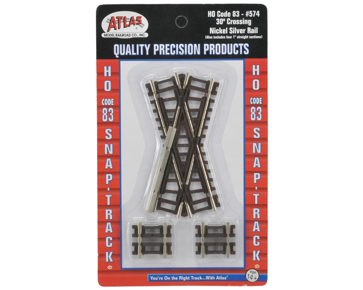 Atlas Code 83 Crossing - Nickel Silver w/Brown Ties -- 30 Degrees - ATL574