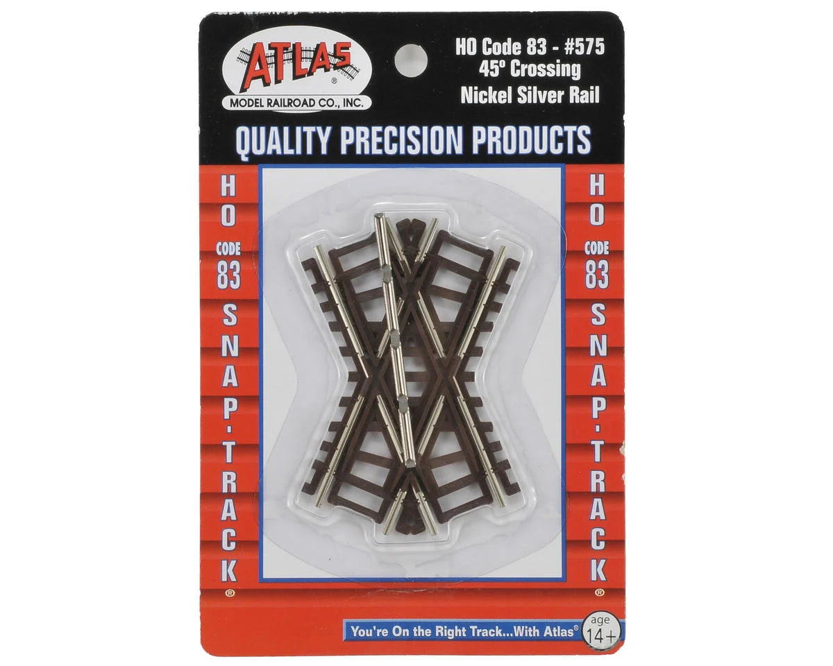 Atlas Code 83 Crossing - Nickel Silver w/Brown Ties -- 45 Degrees - ATL575