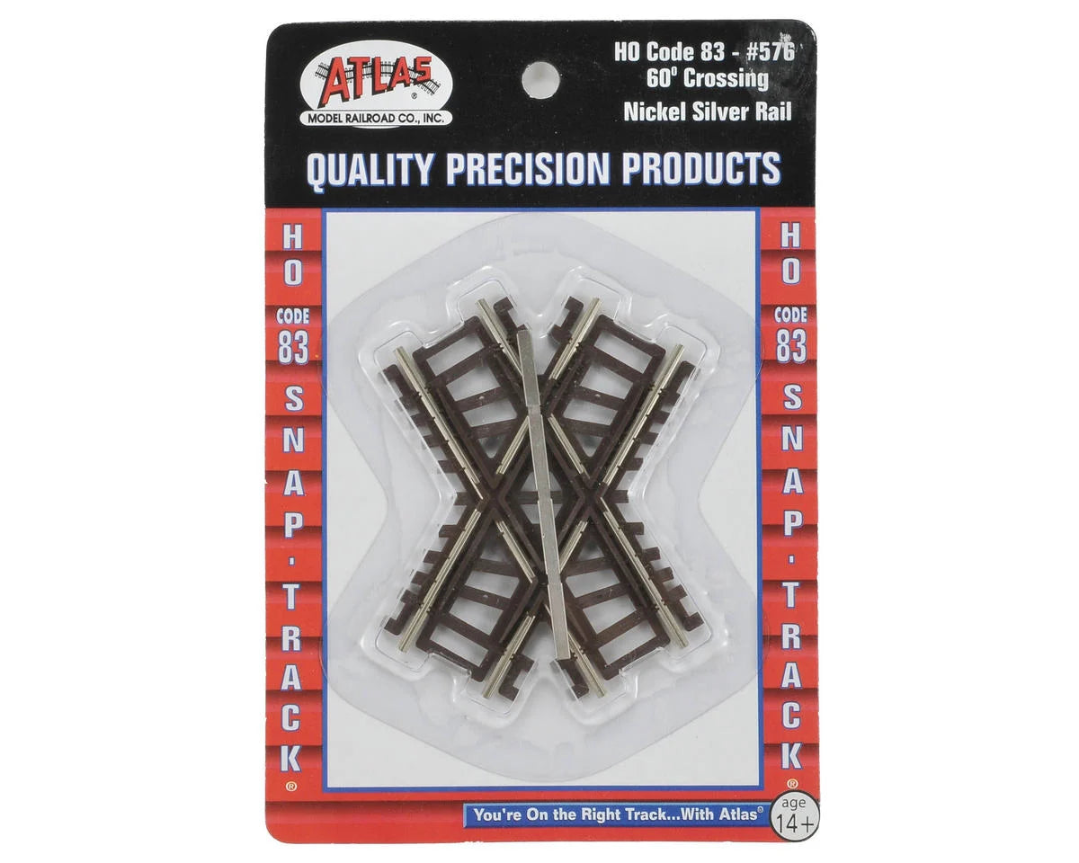 Atlas Code 83 Crossing - Nickel Silver w/Brown Ties -- 60 Degrees - ATL576