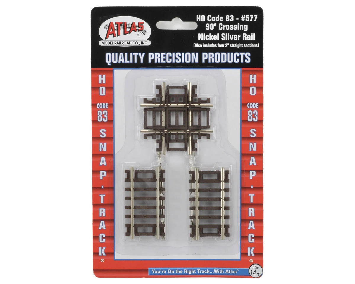 Atlas Code 83 Crossing - Nickel Silver w/Brown Ties -- 90 Degrees - ATL577