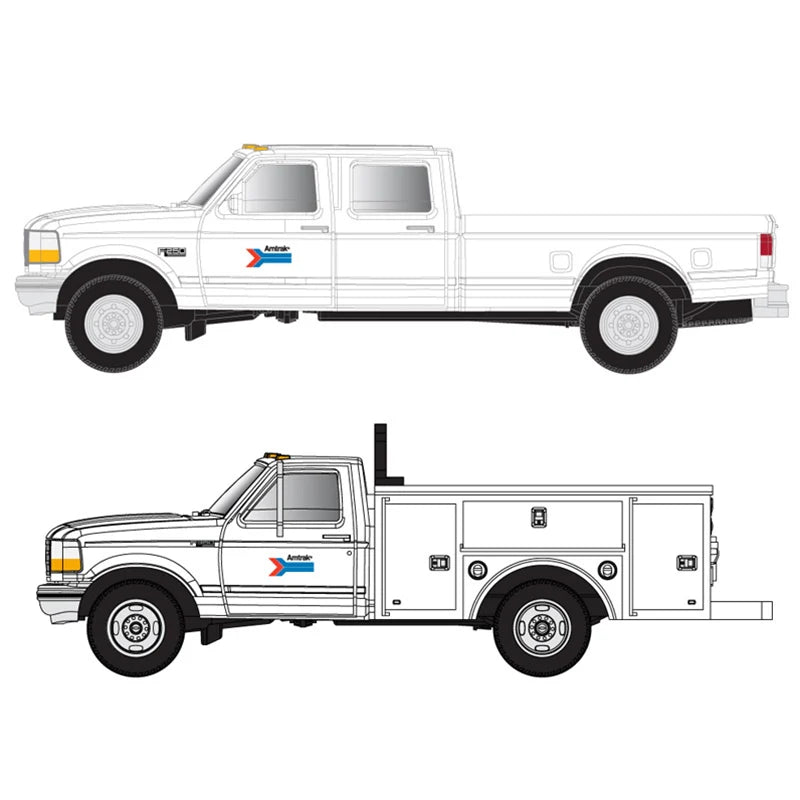 Atlas 1990s Ford(R) F-250 - F-350 Standard Cab Pickup Set - Assembled -- AMTRAK - ATL60000151