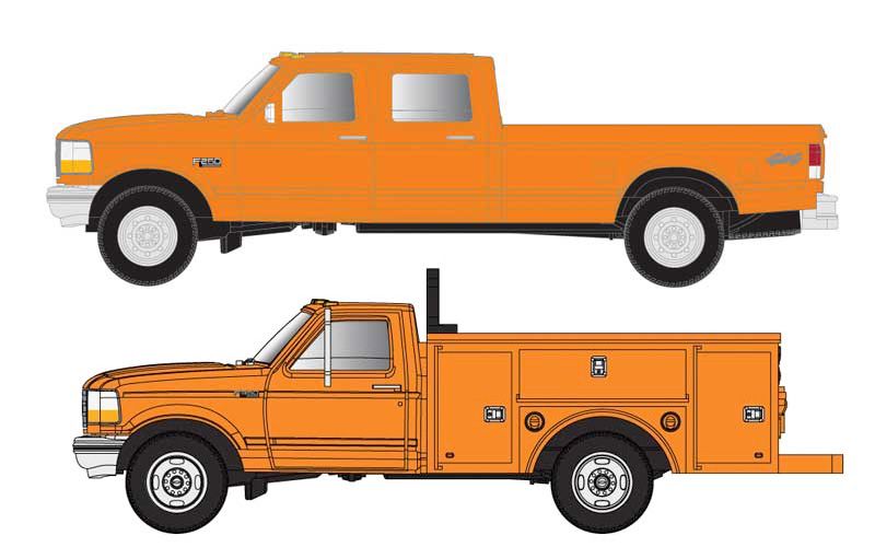 Atlas N 1990s Ford(R) F-250 - F-350 Standard Cab Pickup Set - Assembled -- Safety Orange