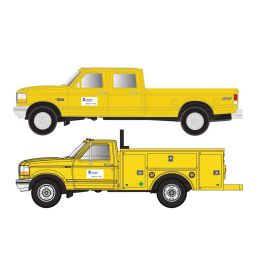 Atlas N 1990s Ford(R) F-250 - F-350 Standard Cab Pickup Set - Assembled -- Long Island Rail Road (yellow, white)