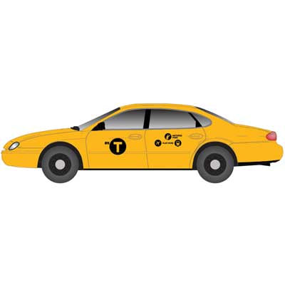 Atlas N 1996 Ford Taurus 4-Door Sedan 2-Pack - Assembled -- City Taxi (yellow, black)