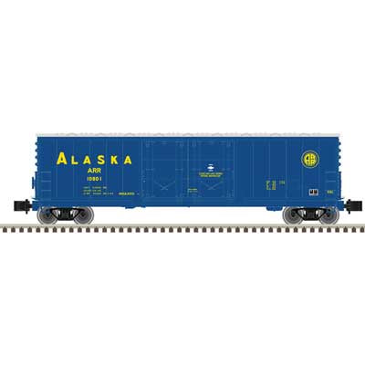 Atlas Z Evans 53' Double Plug-Door Boxcar - Master(R) -- Alaska #10801 (blue, yellow)